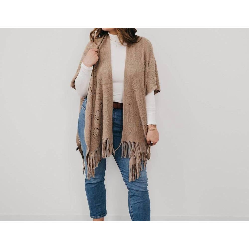 NEW PRETTY SIMPLE prince paisley knitted shawl wrap in tan